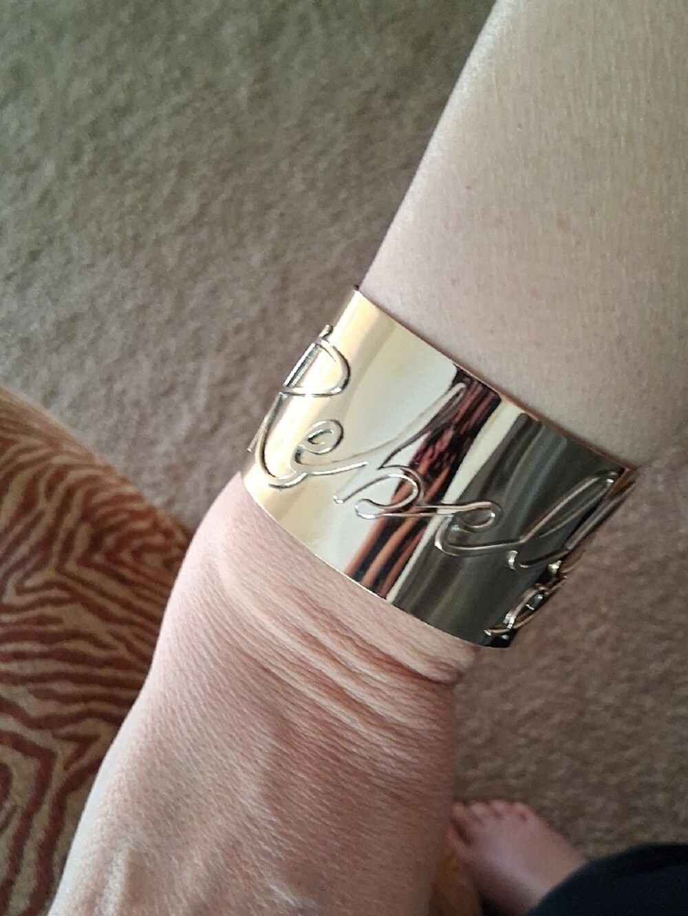 Stella & Dot Brass Rebelle Script Cuff Bracelet